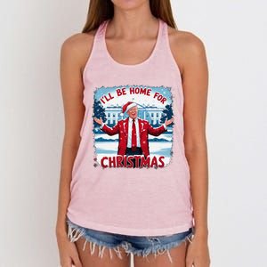 Trump 2024 ILl Be Home For Christmas Funny Trump Xmas 2024 Women's Knotted Racerback Tank