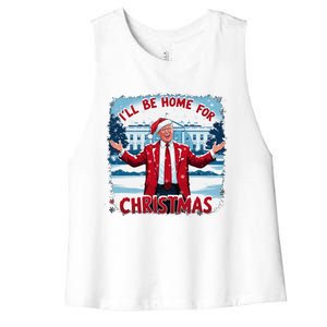 Trump 2024 ILl Be Home For Christmas Funny Trump Xmas 2024 Women's Racerback Cropped Tank