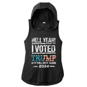 Trump 2024 I Voted Trump Flag Maga Patriot Party Ladies PosiCharge Tri-Blend Wicking Draft Hoodie Tank