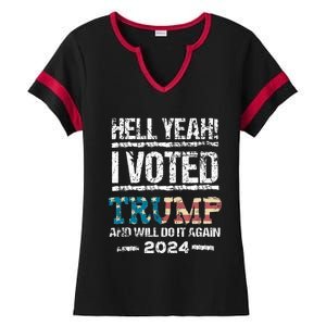 Trump 2024 I Voted Trump Flag Maga Patriot Party Ladies Halftime Notch Neck Tee