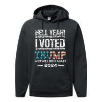 Trump 2024 I Voted Trump Flag Maga Patriot Party Performance Fleece Hoodie