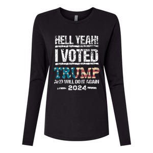 Trump 2024 I Voted Trump Flag Maga Patriot Party Womens Cotton Relaxed Long Sleeve T-Shirt