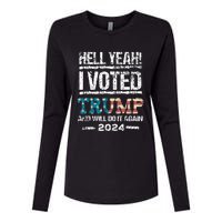 Trump 2024 I Voted Trump Flag Maga Patriot Party Womens Cotton Relaxed Long Sleeve T-Shirt