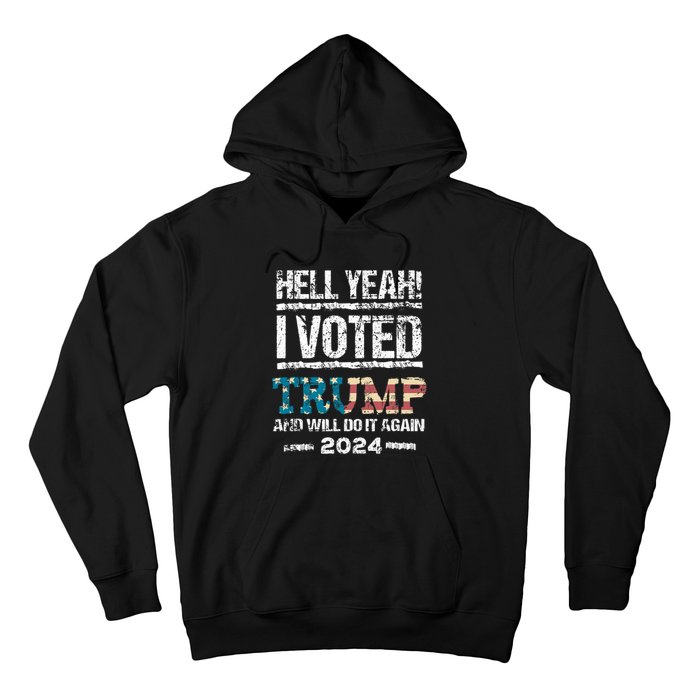 Trump 2024 I Voted Trump Flag Maga Patriot Party Hoodie