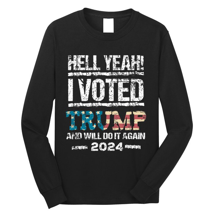 Trump 2024 I Voted Trump Flag Maga Patriot Party Long Sleeve Shirt