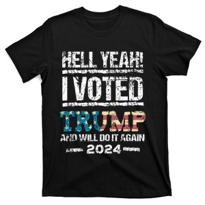 Trump 2024 I Voted Trump Flag Maga Patriot Party T-Shirt