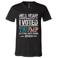 Trump 2024 I Voted Trump Flag Maga Patriot Party V-Neck T-Shirt