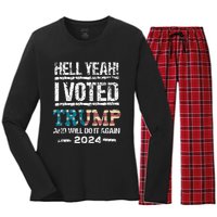 Trump 2024 I Voted Trump Flag Maga Patriot Party Women's Long Sleeve Flannel Pajama Set 