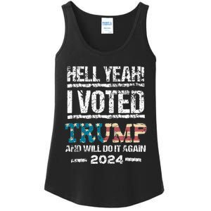 Trump 2024 I Voted Trump Flag Maga Patriot Party Ladies Essential Tank