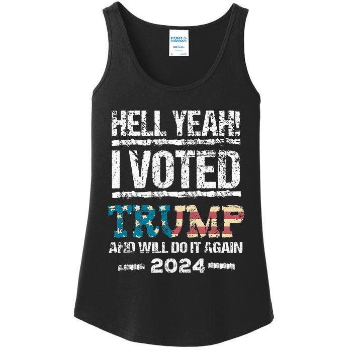 Trump 2024 I Voted Trump Flag Maga Patriot Party Ladies Essential Tank