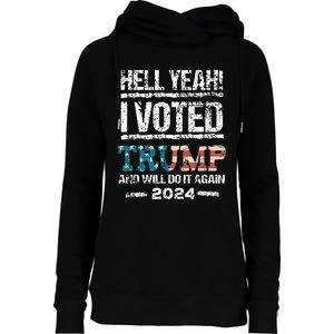 Trump 2024 I Voted Trump Flag Maga Patriot Party Womens Funnel Neck Pullover Hood