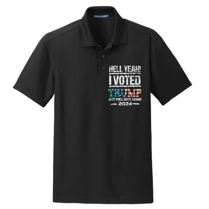 Trump 2024 I Voted Trump Flag Maga Patriot Party Dry Zone Grid Polo