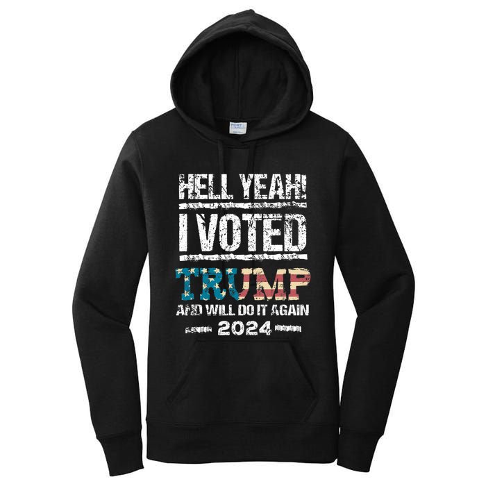 Trump 2024 I Voted Trump Flag Maga Patriot Party Women's Pullover Hoodie