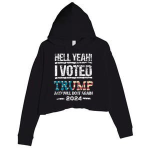 Trump 2024 I Voted Trump Flag Maga Patriot Party Crop Fleece Hoodie