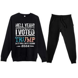 Trump 2024 I Voted Trump Flag Maga Patriot Party Premium Crewneck Sweatsuit Set