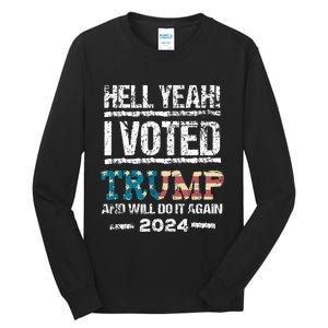 Trump 2024 I Voted Trump Flag Maga Patriot Party Tall Long Sleeve T-Shirt