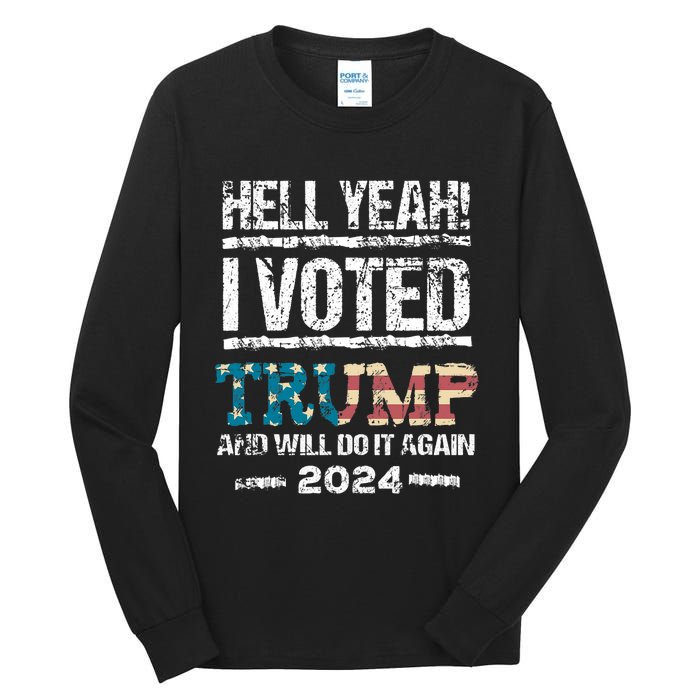 Trump 2024 I Voted Trump Flag Maga Patriot Party Tall Long Sleeve T-Shirt