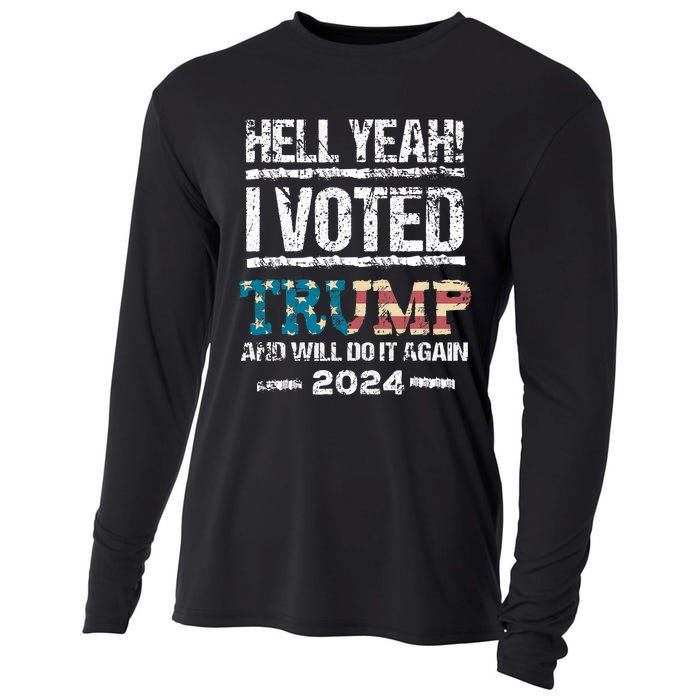 Trump 2024 I Voted Trump Flag Maga Patriot Party Cooling Performance Long Sleeve Crew