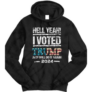 Trump 2024 I Voted Trump Flag Maga Patriot Party Tie Dye Hoodie