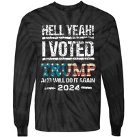 Trump 2024 I Voted Trump Flag Maga Patriot Party Tie-Dye Long Sleeve Shirt