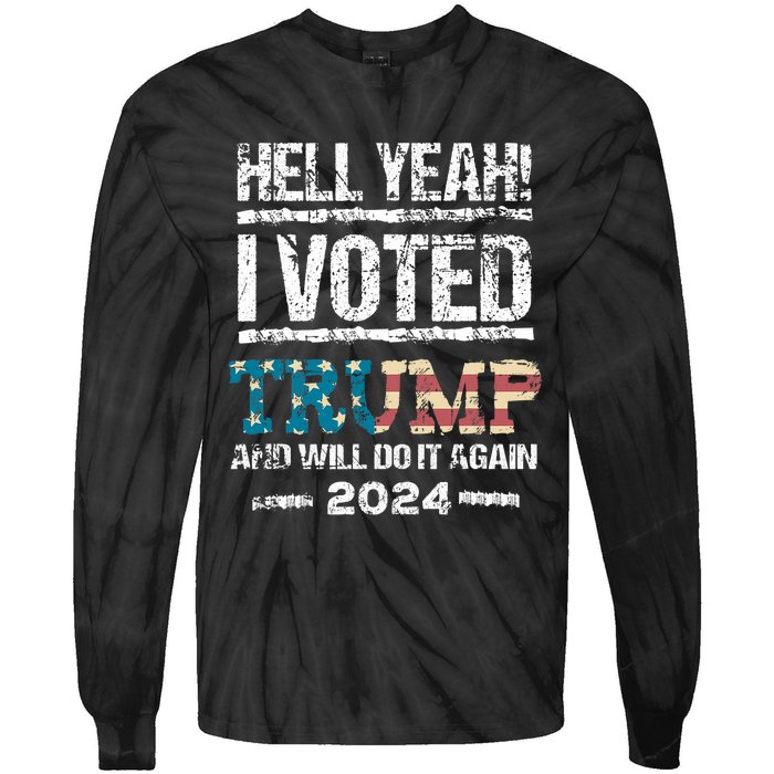 Trump 2024 I Voted Trump Flag Maga Patriot Party Tie-Dye Long Sleeve Shirt