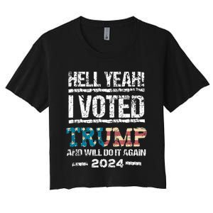 Trump 2024 I Voted Trump Flag Maga Patriot Party Women's Crop Top Tee