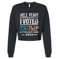 Trump 2024 I Voted Trump Flag Maga Patriot Party Cropped Pullover Crew