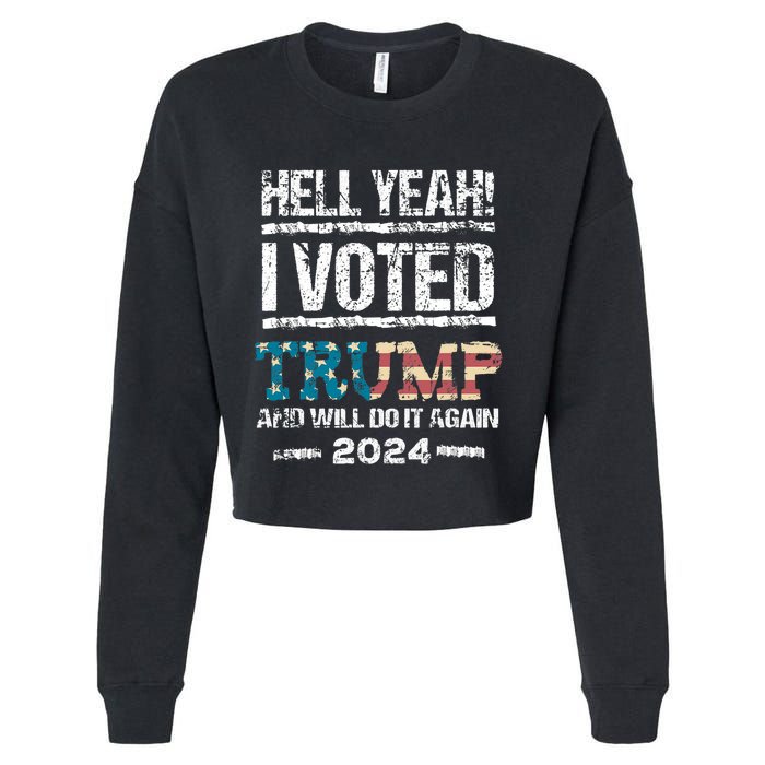 Trump 2024 I Voted Trump Flag Maga Patriot Party Cropped Pullover Crew