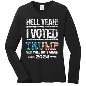 Trump 2024 I Voted Trump Flag Maga Patriot Party Ladies Long Sleeve Shirt