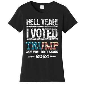 Trump 2024 I Voted Trump Flag Maga Patriot Party Women's T-Shirt