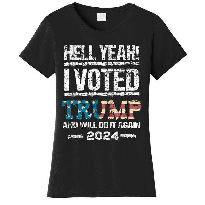 Trump 2024 I Voted Trump Flag Maga Patriot Party Women's T-Shirt