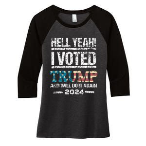 Trump 2024 I Voted Trump Flag Maga Patriot Party Women's Tri-Blend 3/4-Sleeve Raglan Shirt