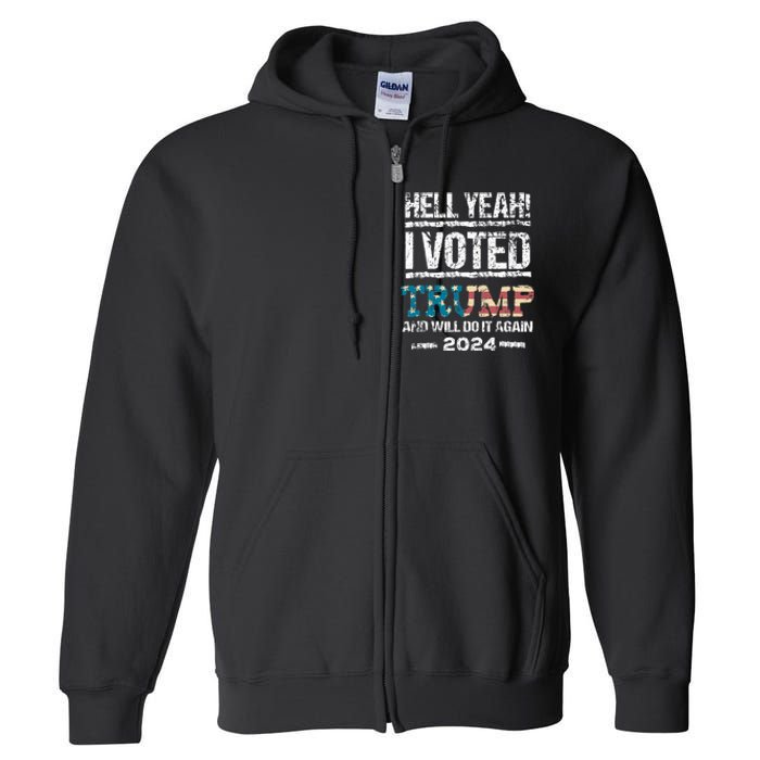 Trump 2024 I Voted Trump Flag Maga Patriot Party Full Zip Hoodie