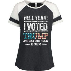 Trump 2024 I Voted Trump Flag Maga Patriot Party Enza Ladies Jersey Colorblock Tee