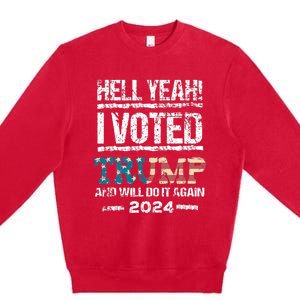 Trump 2024 I Voted Trump Flag Maga Patriot Party Premium Crewneck Sweatshirt