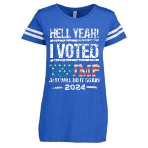 Trump 2024 I Voted Trump Flag Maga Patriot Party Enza Ladies Jersey Football T-Shirt