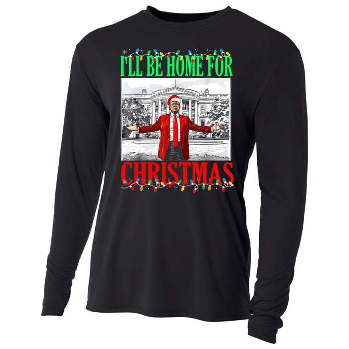 Trump 2024 ILl Be Home For Christmas Funny Trump Xmas Funny Cooling Performance Long Sleeve Crew