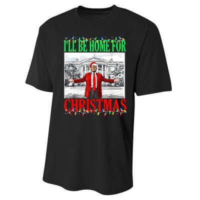 Trump 2024 ILl Be Home For Christmas Funny Trump Xmas Funny Performance Sprint T-Shirt