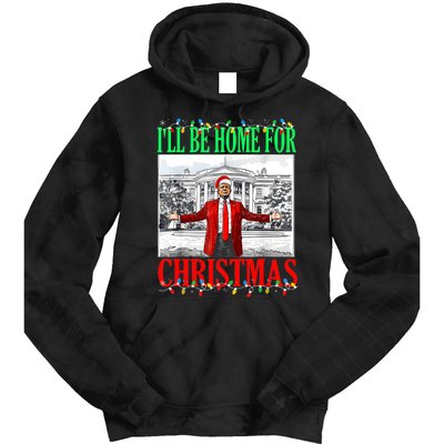 Trump 2024 ILl Be Home For Christmas Funny Trump Xmas Funny Tie Dye Hoodie