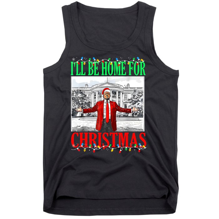 Trump 2024 ILl Be Home For Christmas Funny Trump Xmas Funny Tank Top