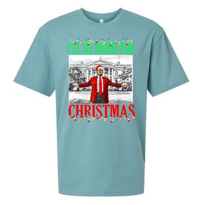 Trump 2024 ILl Be Home For Christmas Funny Trump Xmas Funny Sueded Cloud Jersey T-Shirt