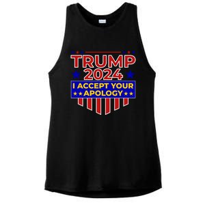 Trump 2024 I Accept Your Apology Ladies PosiCharge Tri-Blend Wicking Tank