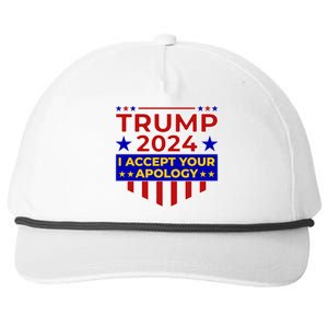 Trump 2024 I Accept Your Apology Snapback Five-Panel Rope Hat