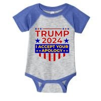 Trump 2024 I Accept Your Apology Infant Baby Jersey Bodysuit