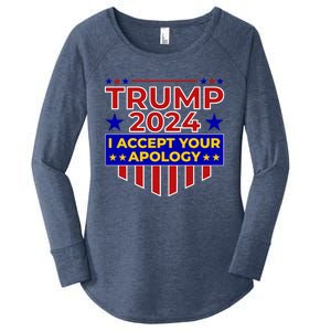 Trump 2024 I Accept Your Apology Women's Perfect Tri Tunic Long Sleeve Shirt