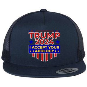 Trump 2024 I Accept Your Apology Flat Bill Trucker Hat