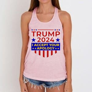 Trump 2024 I Accept Your Apology Women's Knotted Racerback Tank