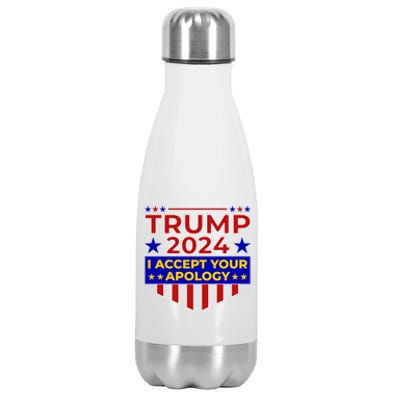 Trump 2024 I Accept Your Apology Stainless Steel Insulated Water Bottle