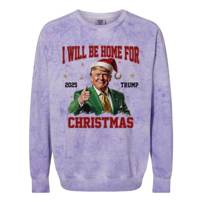 Trump 2024 I Will Be Home For Christmas Funny Santa Trump Cute Gift Colorblast Crewneck Sweatshirt