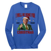 Trump 2024 I Will Be Home For Christmas Funny Santa Trump Cute Gift Long Sleeve Shirt